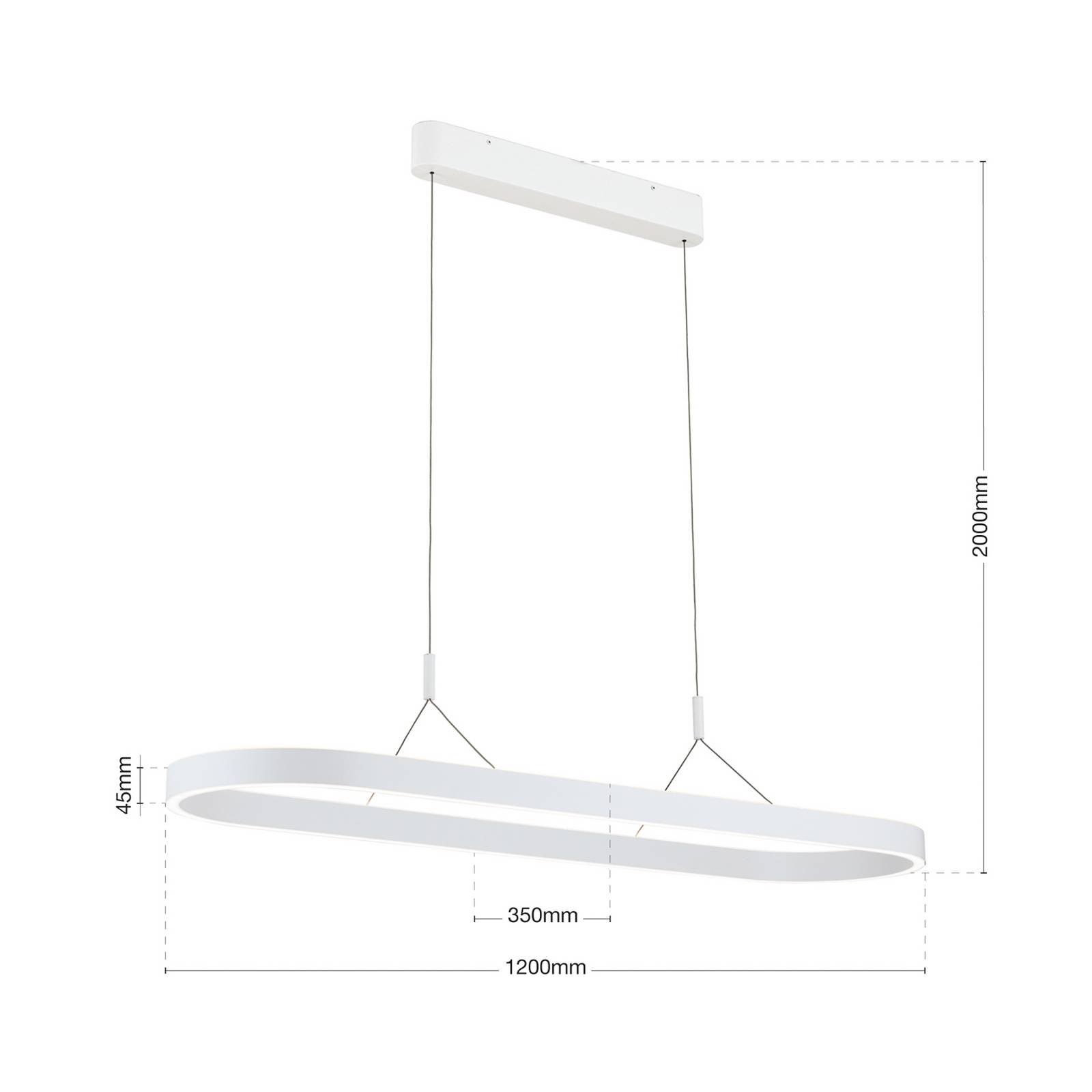 Lampa wisząca LED Carrara, biała, z regulacją wysokości, CCT