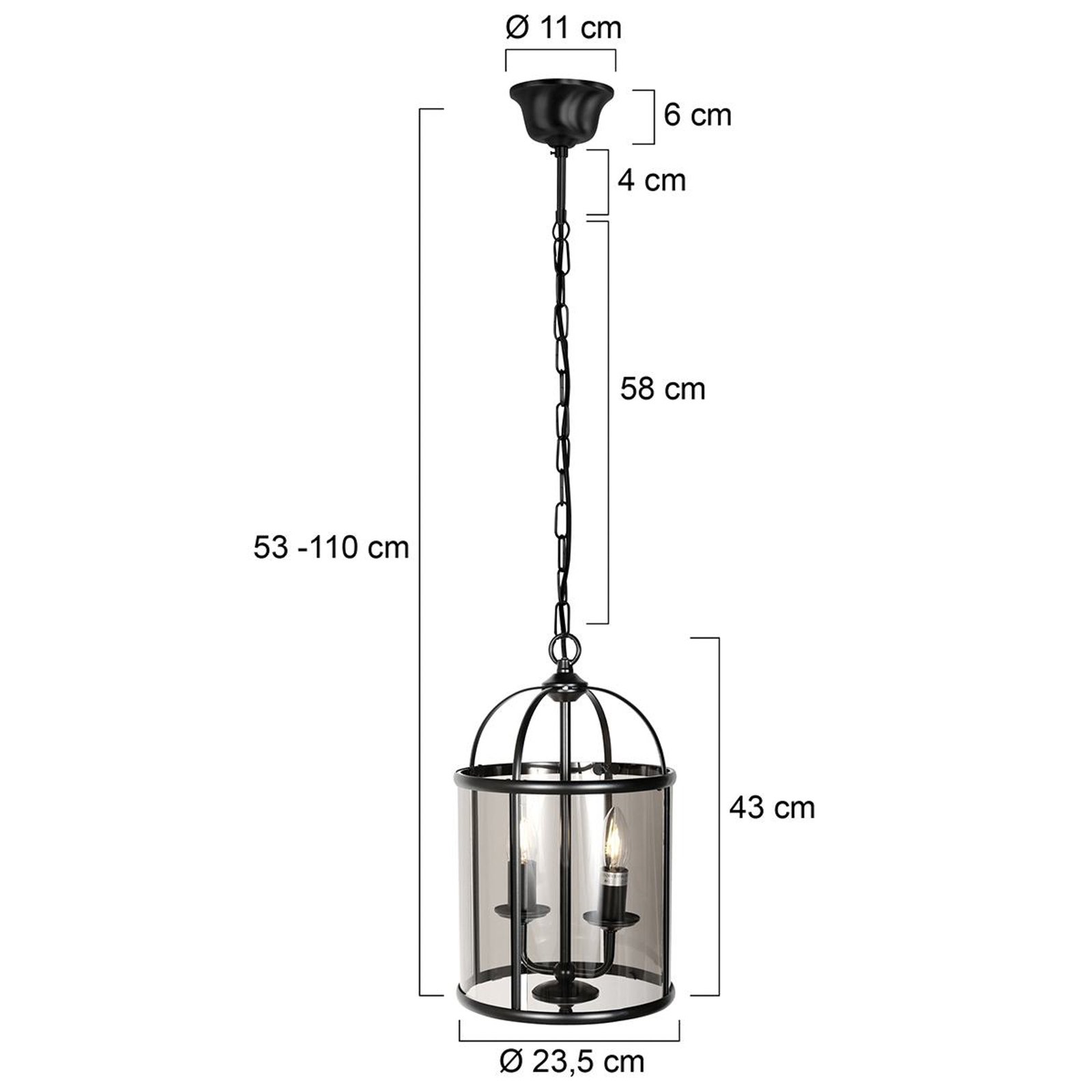 Závěsné svítidlo Pimpernel, Ø 23 cm, černá barva