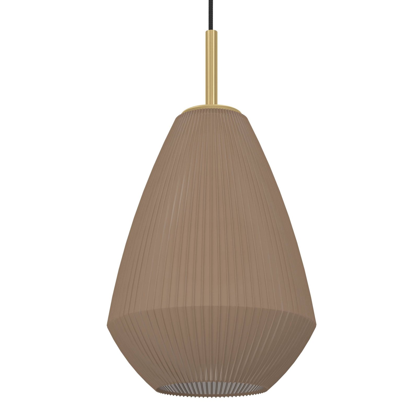 Lámpara colgante Caprarola, longitud 90 cm, color arena, 3 luces, cristal