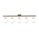 Plafondlamp Drum, koffie, glas, lengte 80 cm, 5-lamps, G9