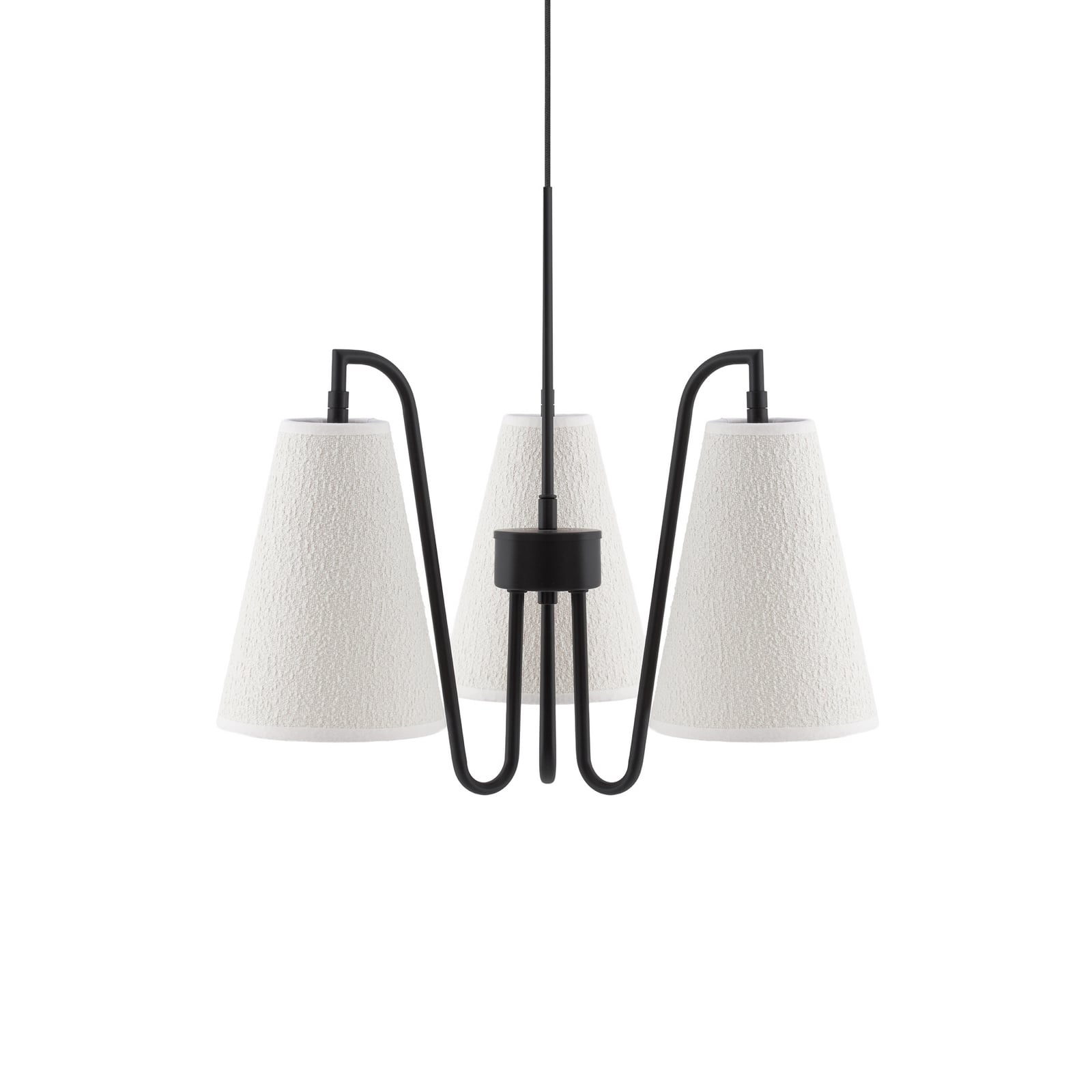 Globen Lighting Κρεμαστό φωτιστικό Lou 3, λευκό Bouclé/μαύρο ύφασμα Globen Lighting Κρεμαστό φωτιστικό Lou 3, λευκό Bouclé/μαύρο ύφασμα