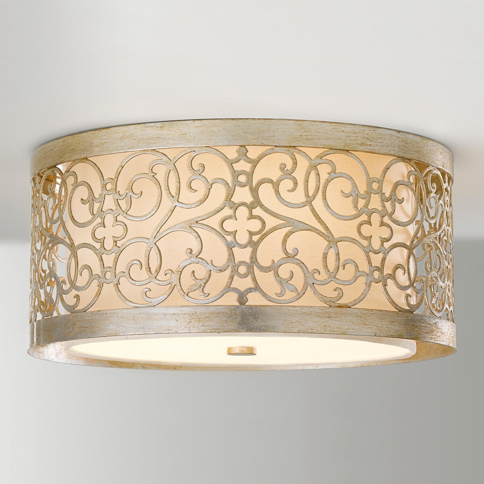 Arabesque ceiling light with double lampshade