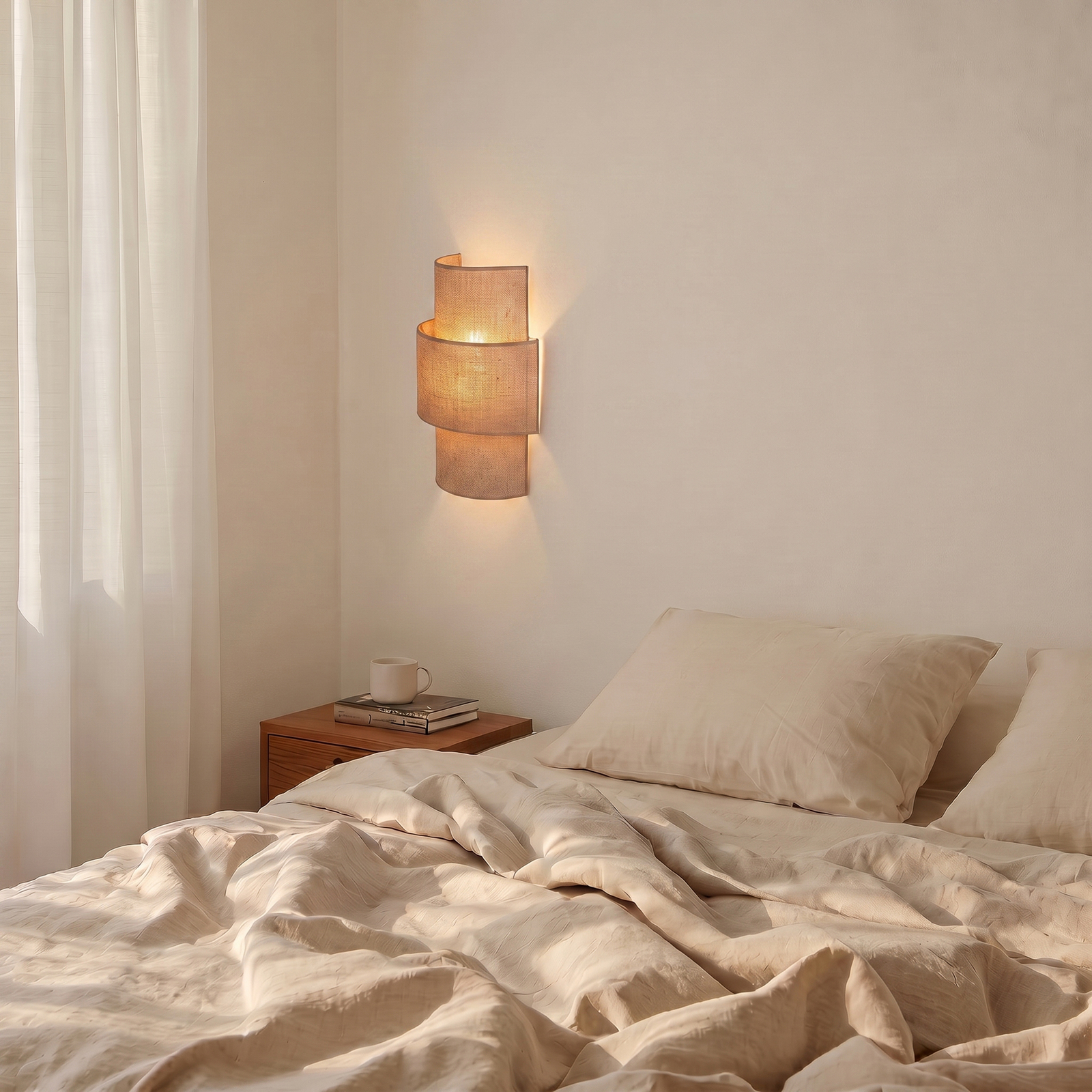 Aplique de pared «Nature», yute, altura 41 cm, tejido, luz hacia arriba/hacia Aplique de pared «Nature», yute, altura 41 cm, tejido, luz hacia arriba/hacia