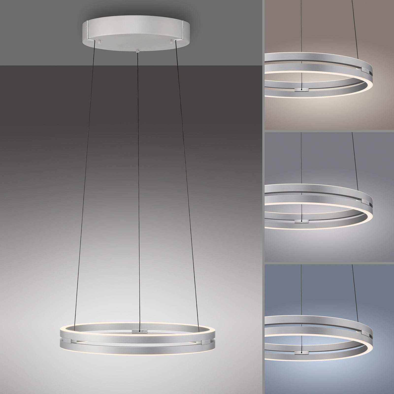 E-Loop LED-Hängelampe, stone, Ø 50 cm, Aluminium, CCT - PURE E-Loop LED-Hängelampe, stone, Ø 50 cm, Aluminium, CCT - PURE