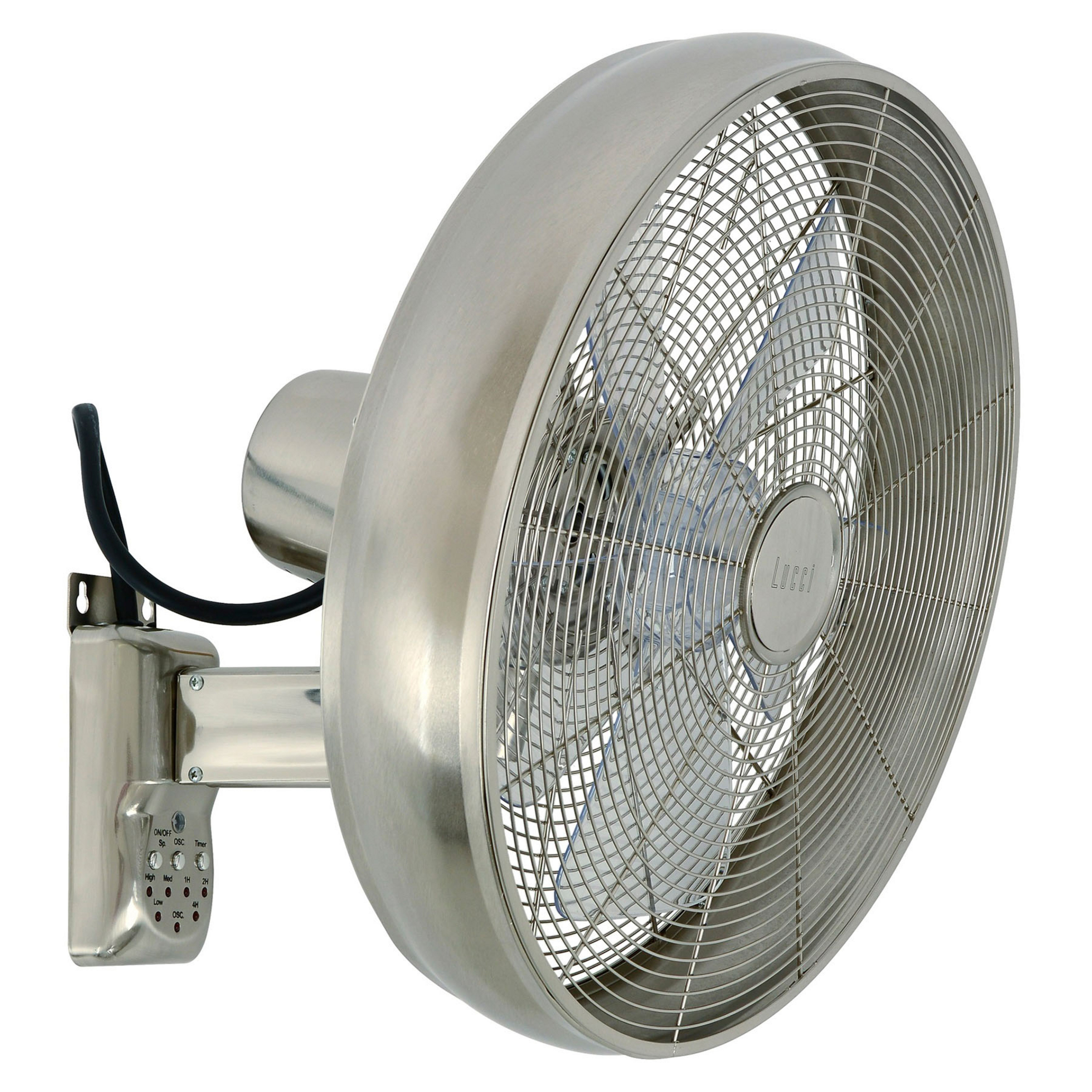 Nástenný ventilátor Breeze, chrómová farba/číry, Ø 41 cm – Beacon