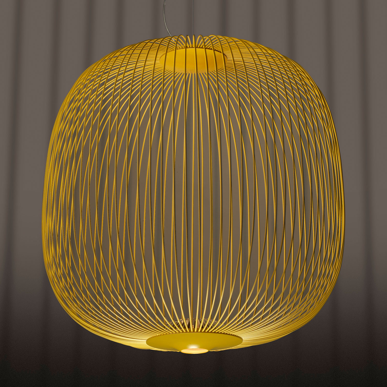 FOSCARINI Foscarini MyLight Spokes 2 midi hanging lamp gold, for Living / Dining Room, painted steel, aluminium, 30 W, energy efficiency: A, H: 45 cm