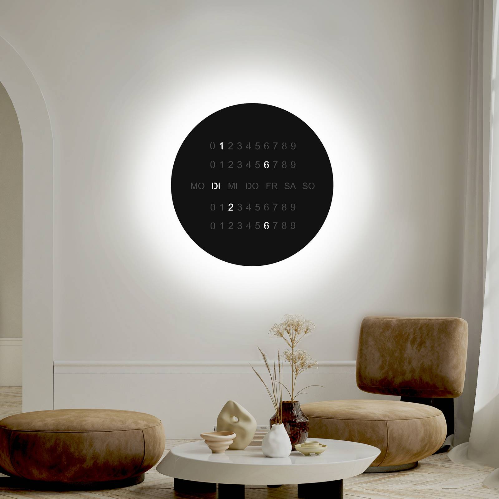 LED-Wandlampe BLADE O'CLOCK, schwarz, Ø 59 cm Metall Wanduhr günstig online kaufen