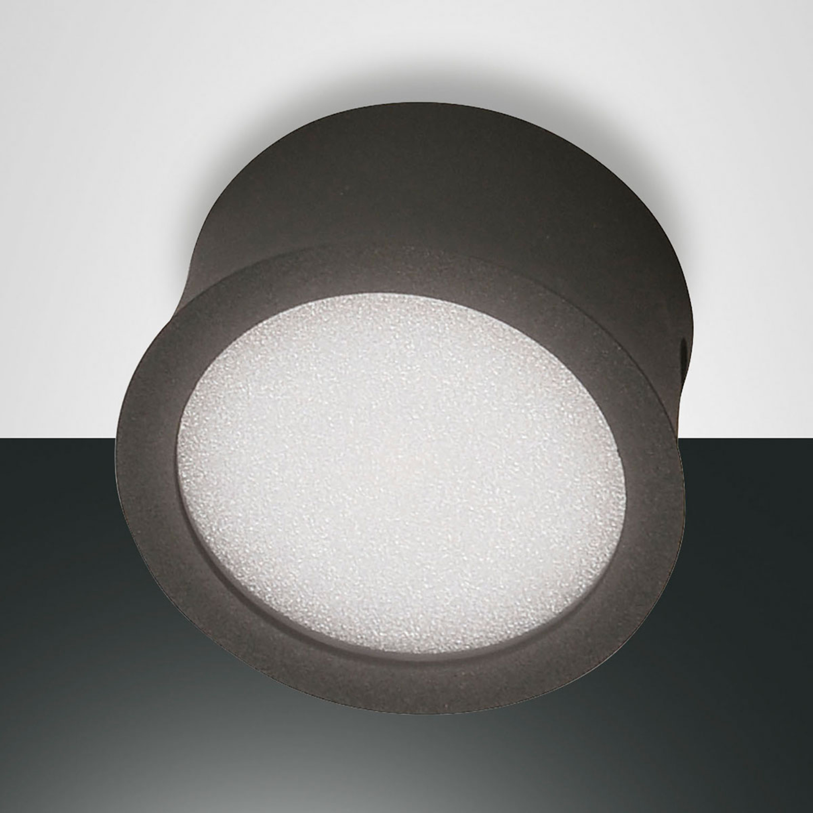 Fabas Luce Anthracite Ponza LED downlight, concave shape, for Living / Dining Room, aluminium, 7 W, energy efficiency: A+, H: 4 cm