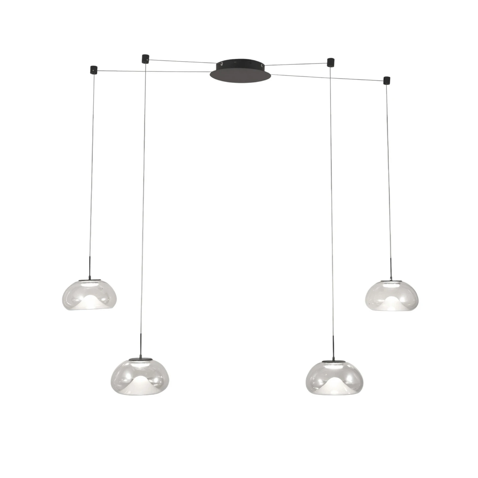 LED-Hängeleuchte Brena, 4-flg., klar, Glas, CCT, dimmbar