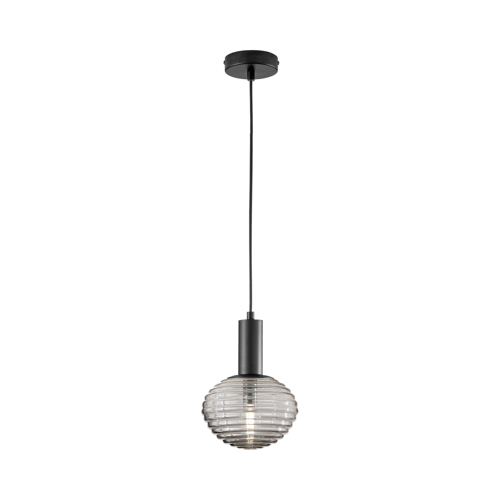 Ripple hanglamp, zwart/rookgrijs, Ø 18 cm