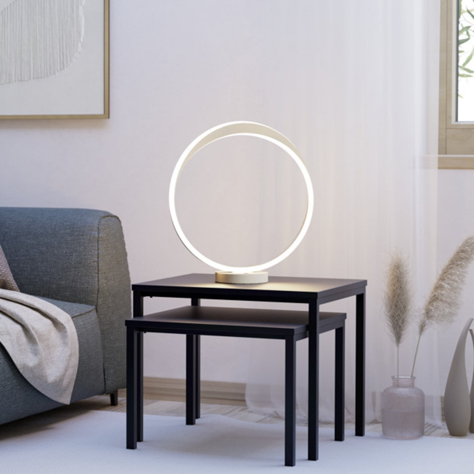 Lampe de table LED EGLO CAMEROTA, beige, hauteur 44 cm, CCT, à intensité Lampe de table LED EGLO CAMEROTA, beige, hauteur 44 cm, CCT, à intensité