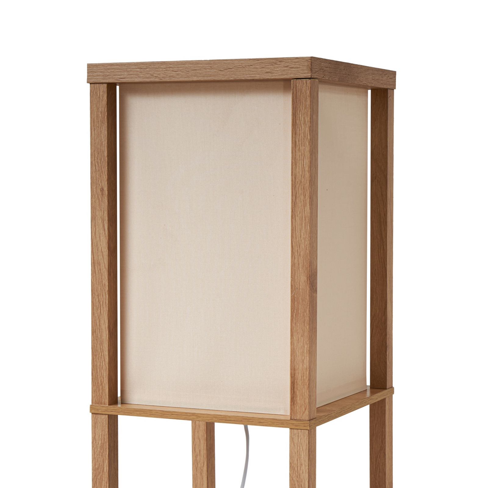 Birta gulvlampe, træfarvet/hvid, reol, træ - Lindby