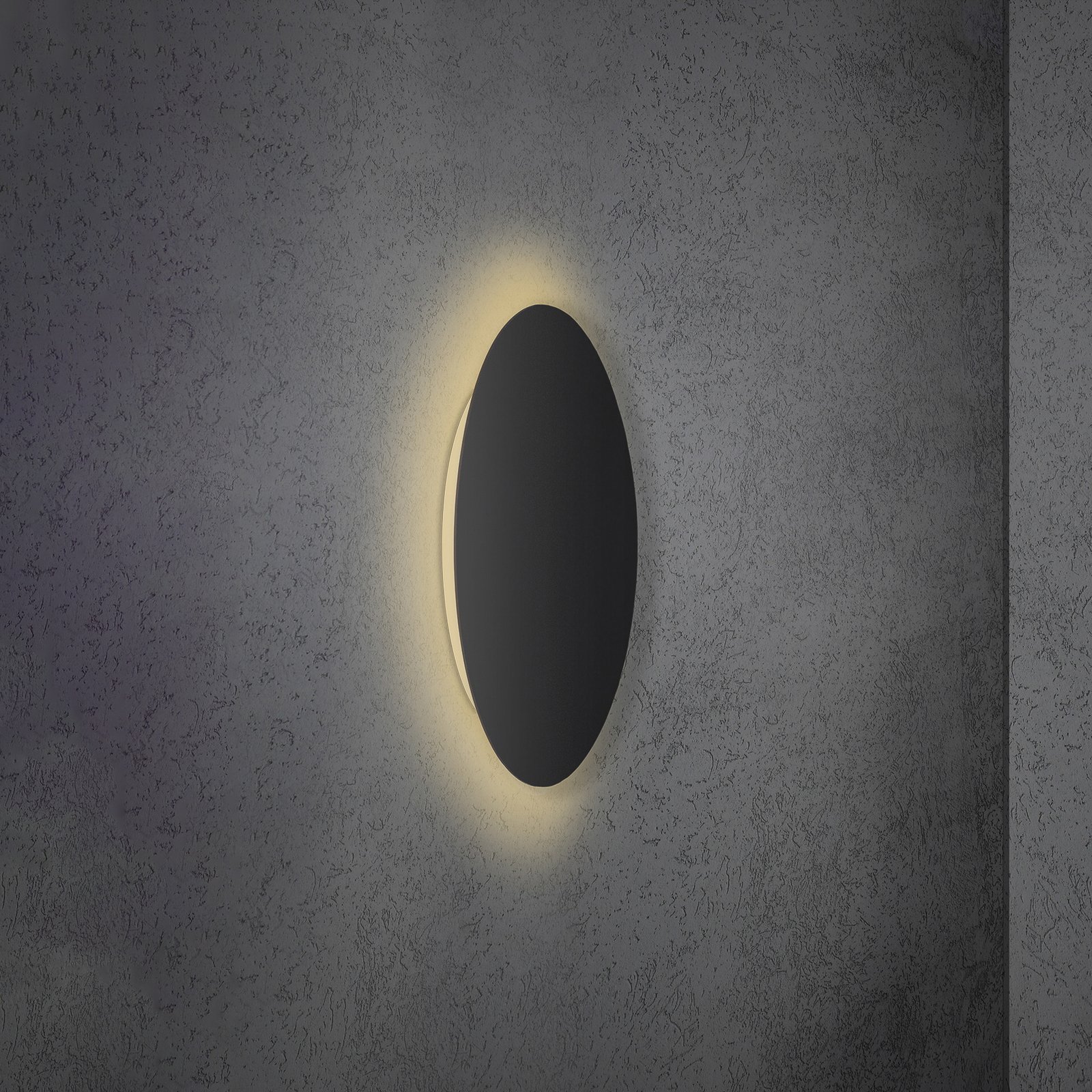 Escale Blade LED wall light, matt black, Ø 24 cm