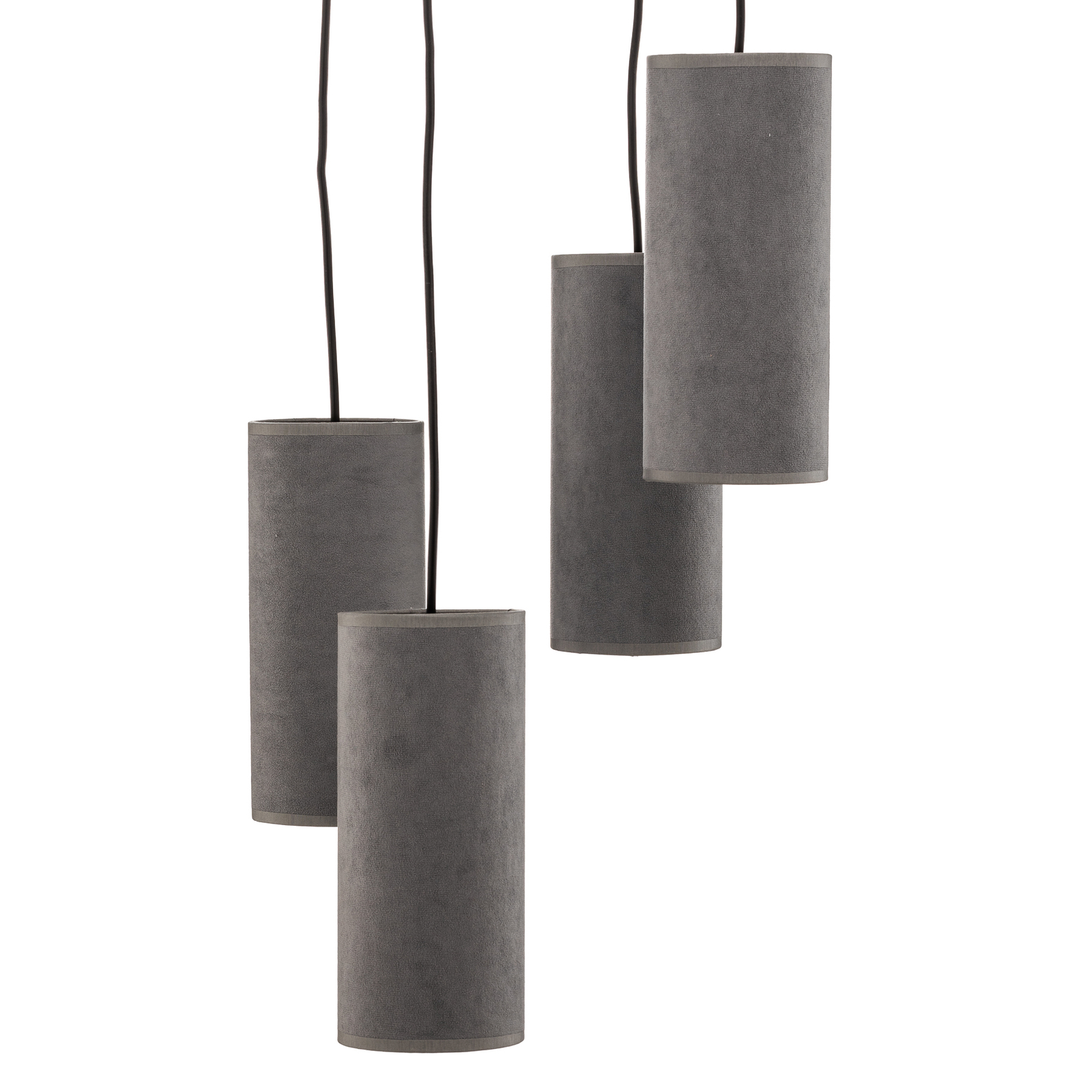 Joni textile pendant light 4-bulb round grey-gold