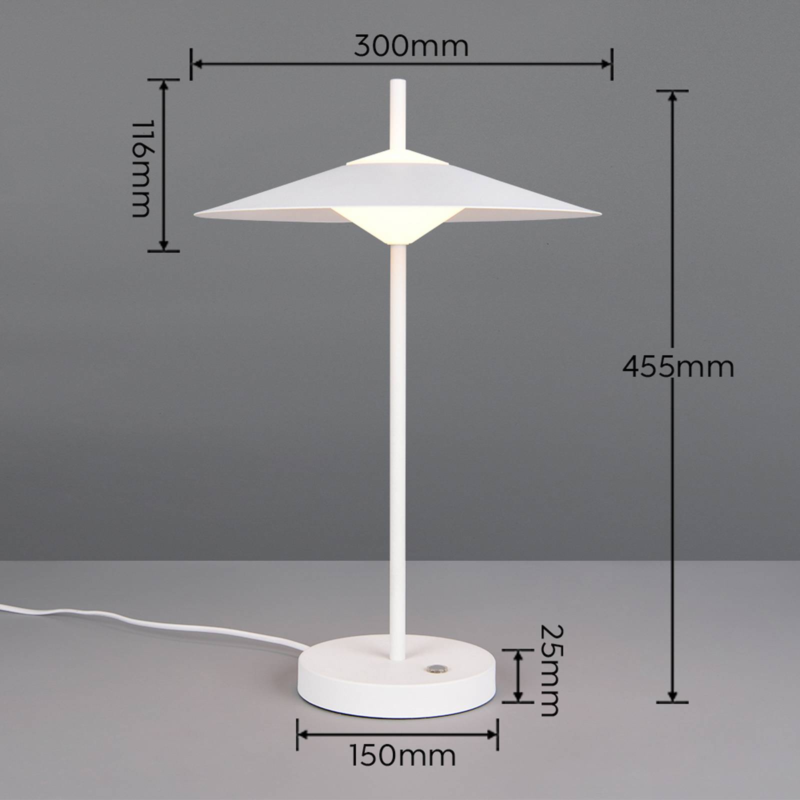 LED-bordlampe Amalo, matt hvit, høyde 46 cm, metall, CCT