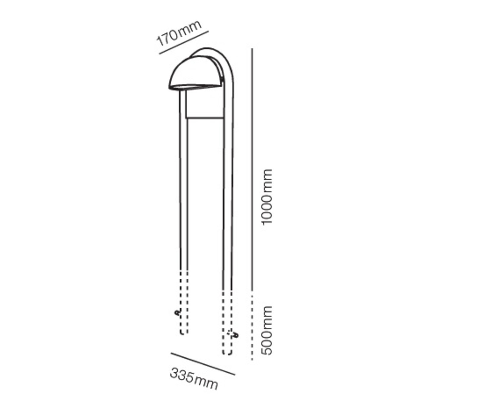 Rørhat Stand 1000mm Negru - LIGHT-POINT