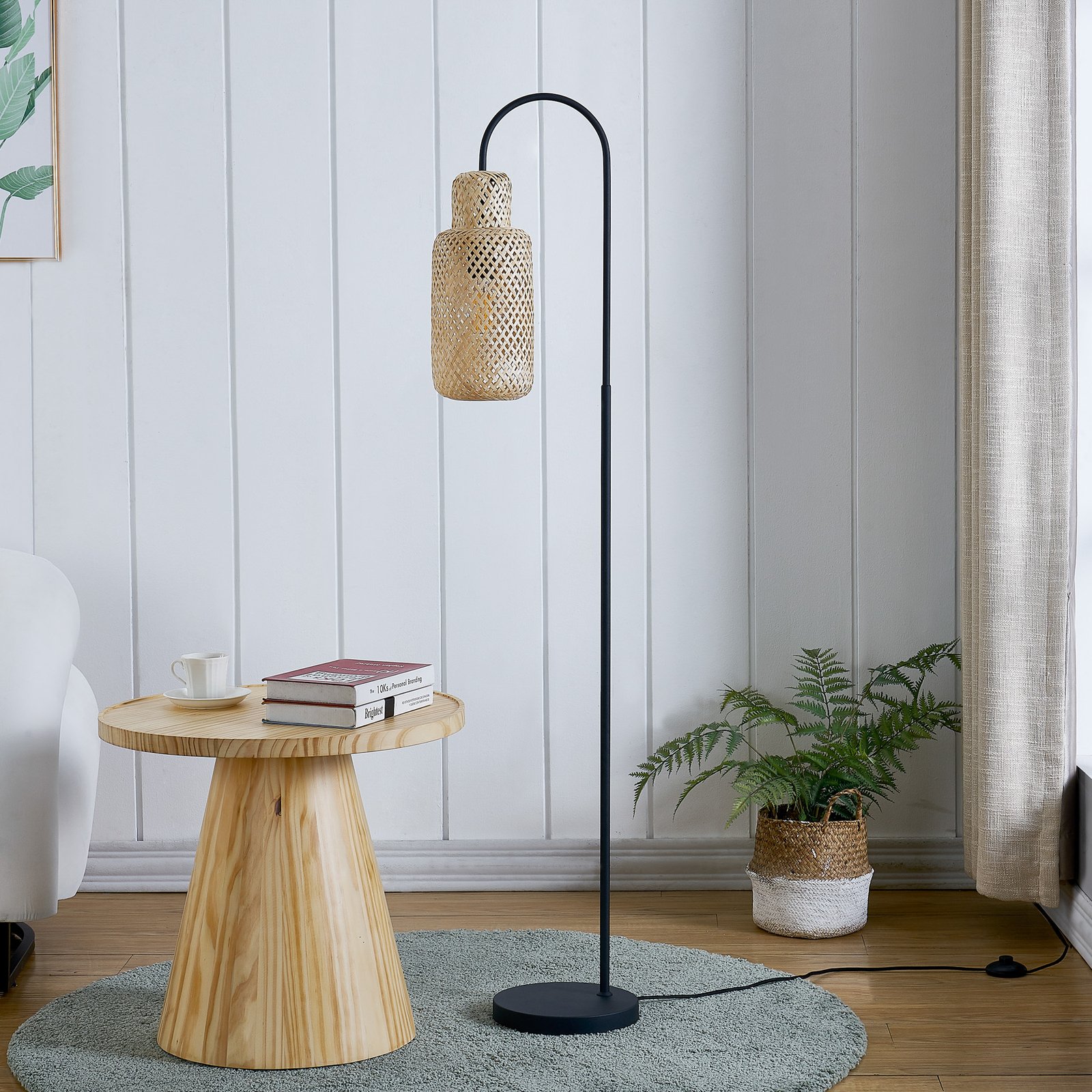 Lindby Venora golvlampa, bambuskärm, 1 lampa