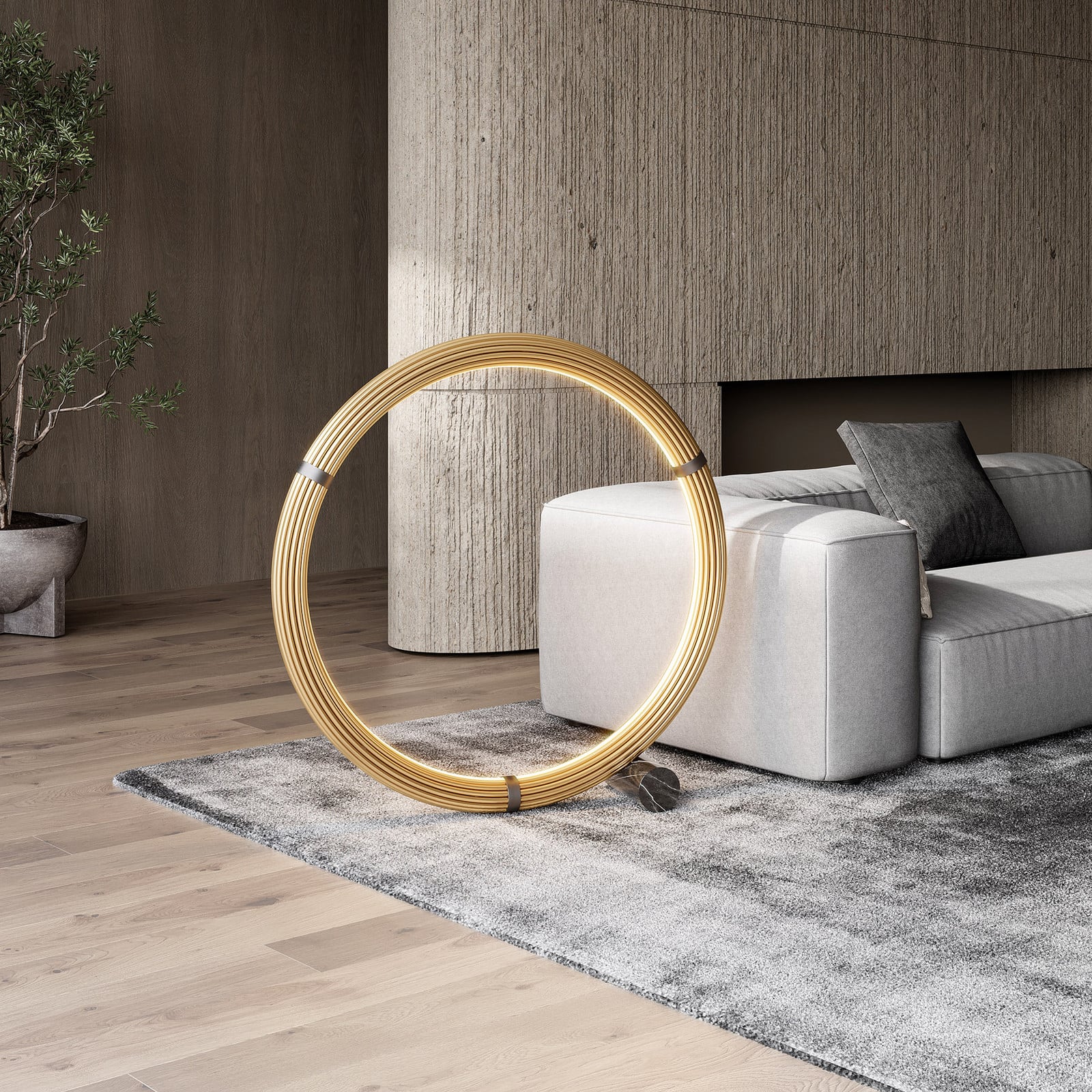 Elli Gulvlampe Gold Aromas del Campo - Stue - Design - Metal - Rund