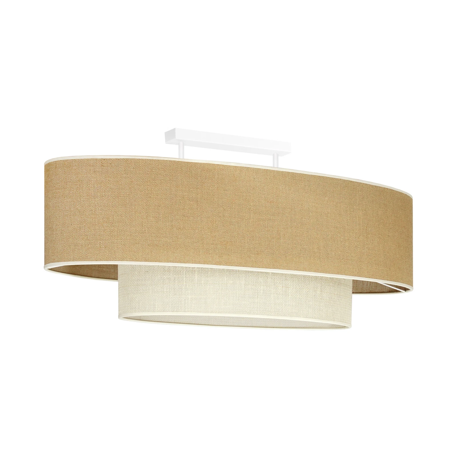 Boho ceiling lamp, brown/beige, length 80 cm, fabric