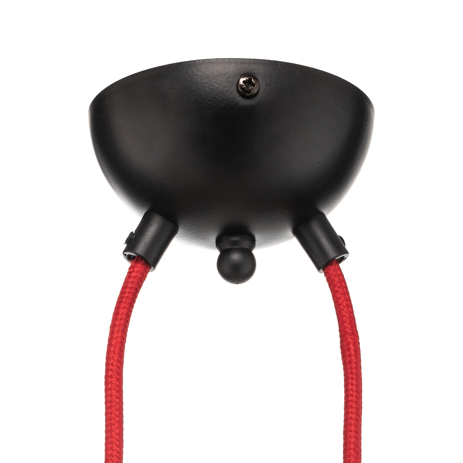 Suspension Bobi 2 en noir, câble rouge, à 2 lampes