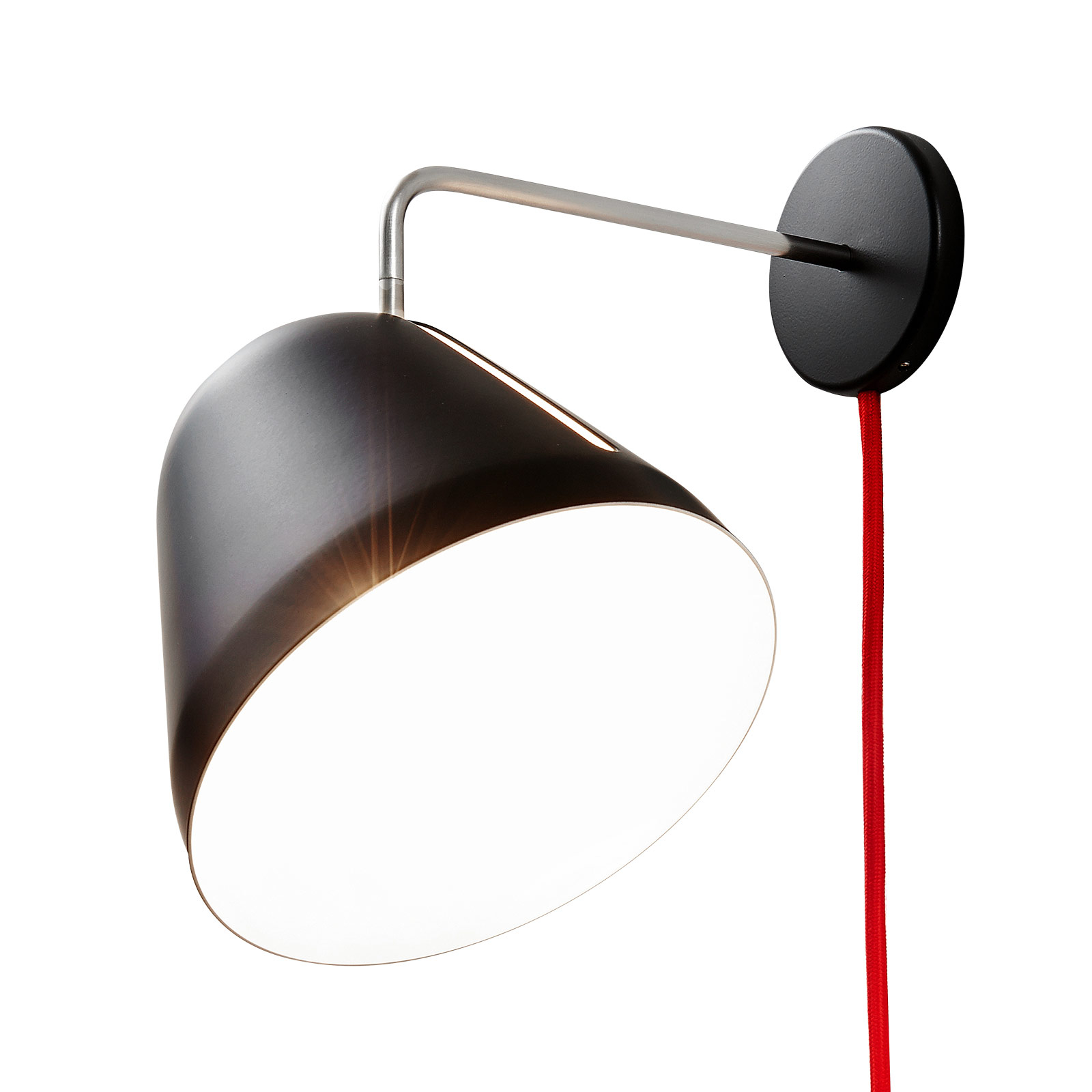 Nyta Tilt Wall wall light with a red cable, black