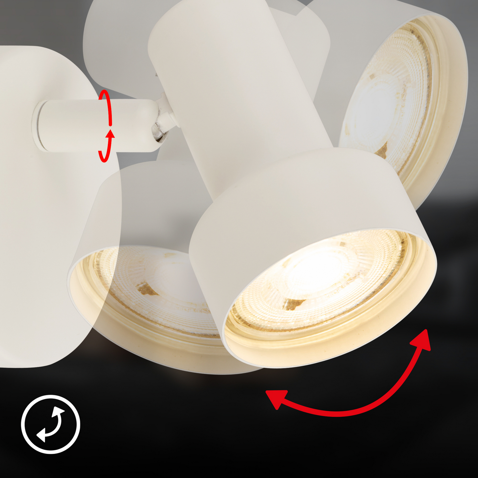 Seinäkohdevalaisin Tapp, valkoinen, Ø 8 cm, 1-lamppuinen, metalli, GU10