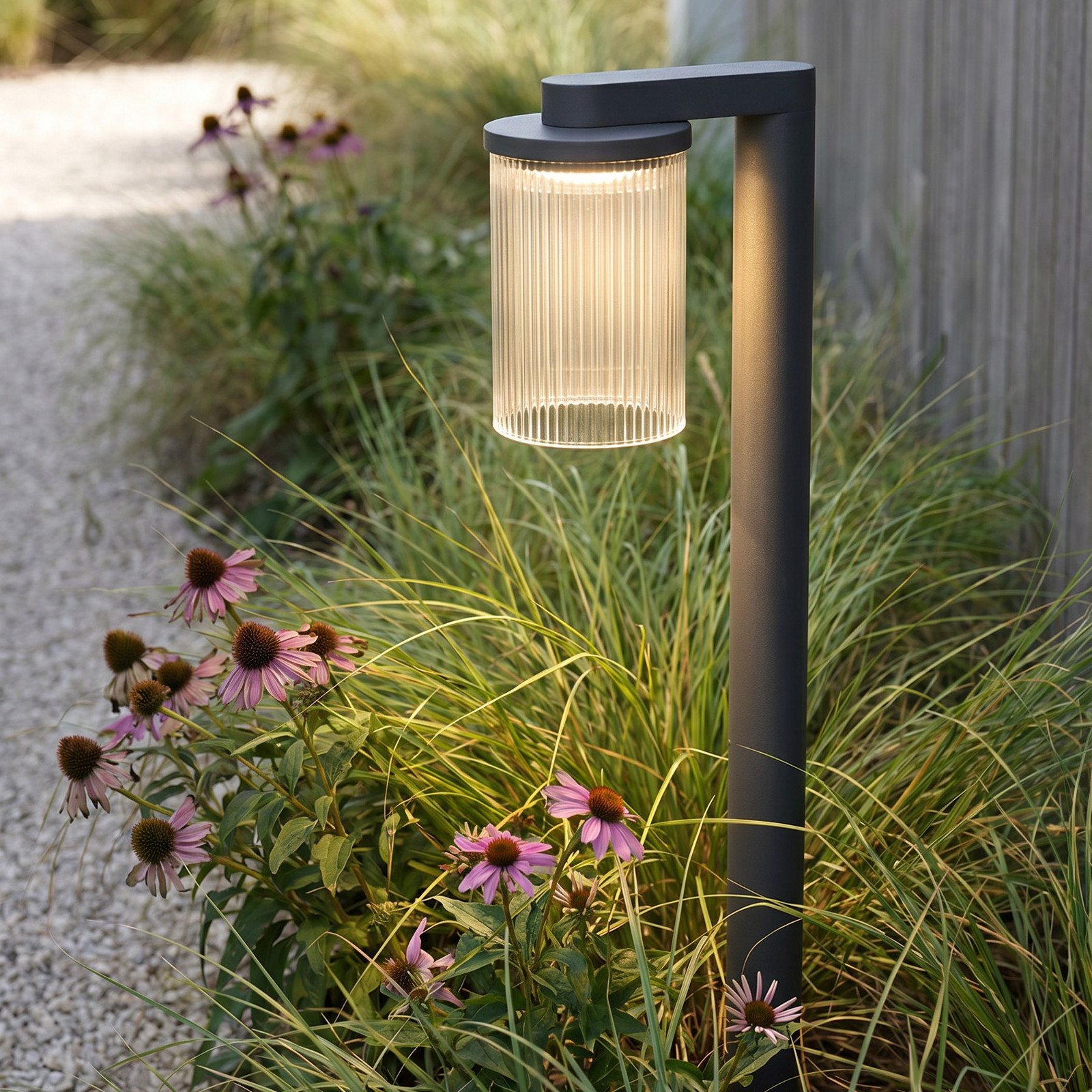 Lucande LED φωτιστικό διαδρόμου Beelia, ανθρακί, 60 cm, ραβδωτό