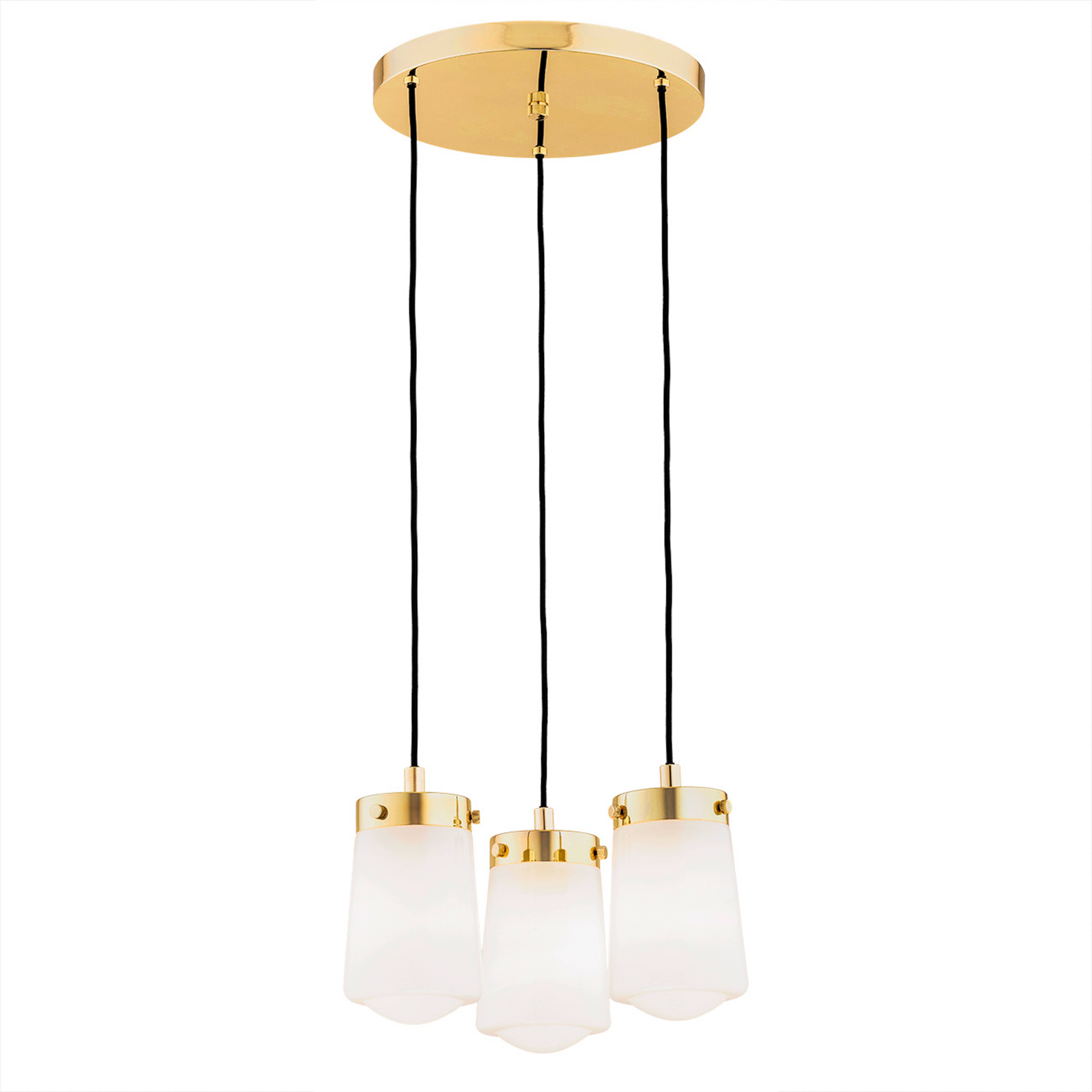 Pasadena pendant light, brass/white, 3-bulb