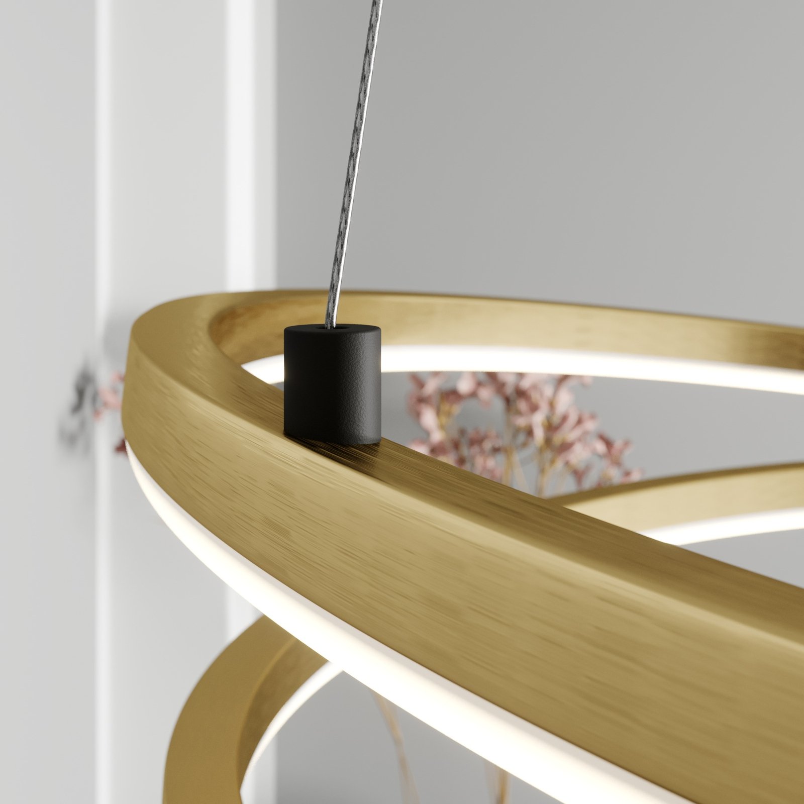 Lindby Davian LED hanging light, dimmable, brass
