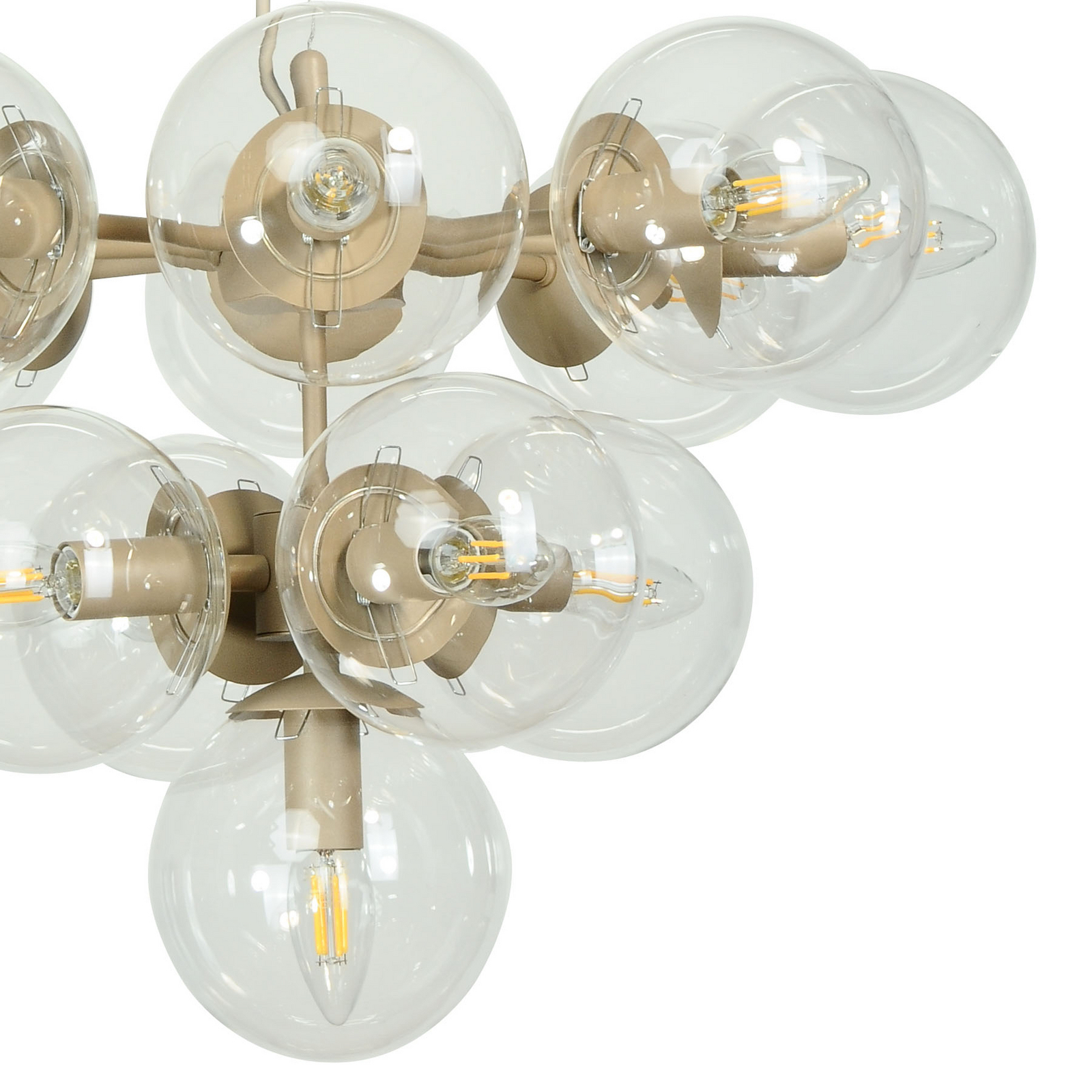 Suspension Zumba, gris-beige/transparent, 13 ampoules, verre