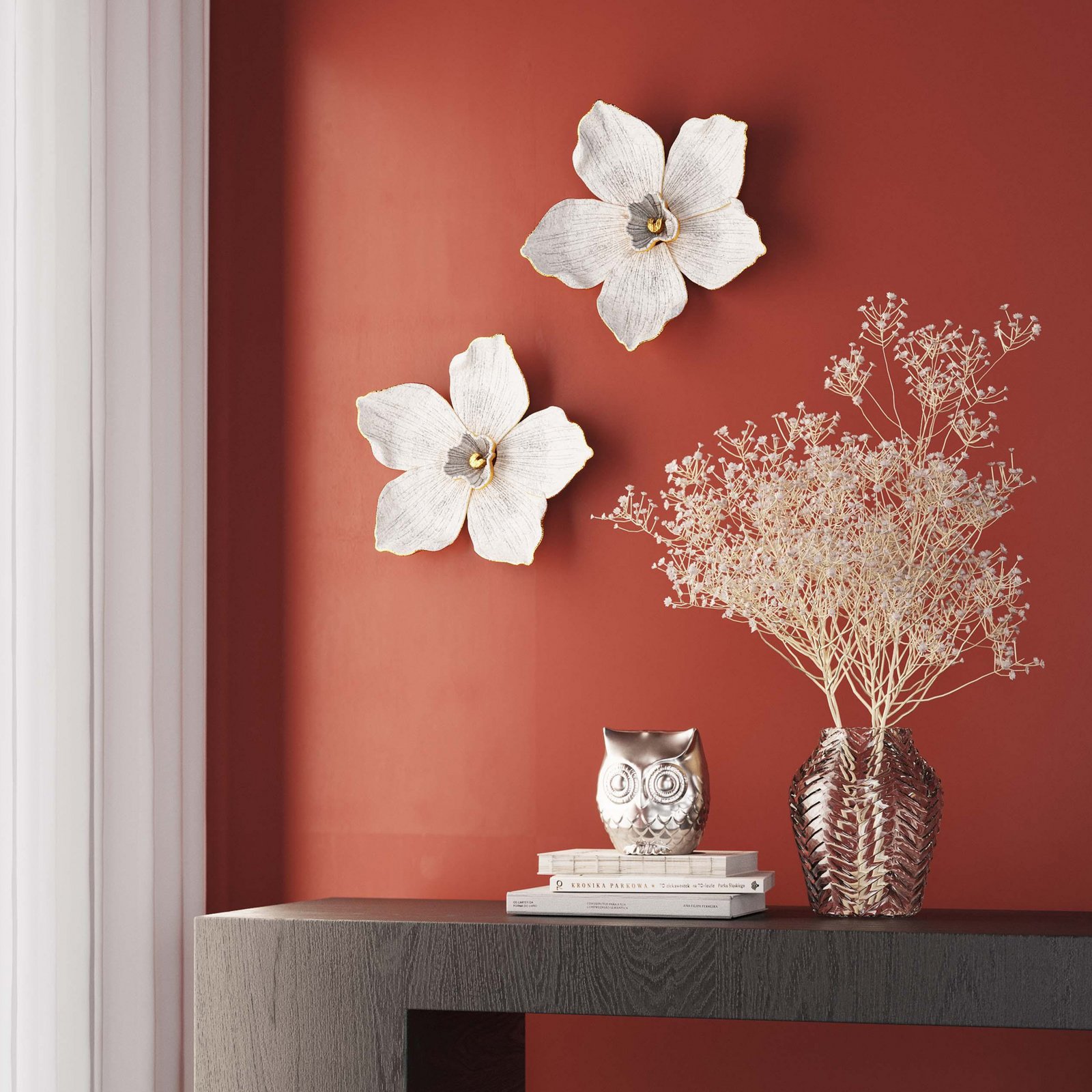 KARE Orchid wall object, polyresin, 24 x 25 cm, white