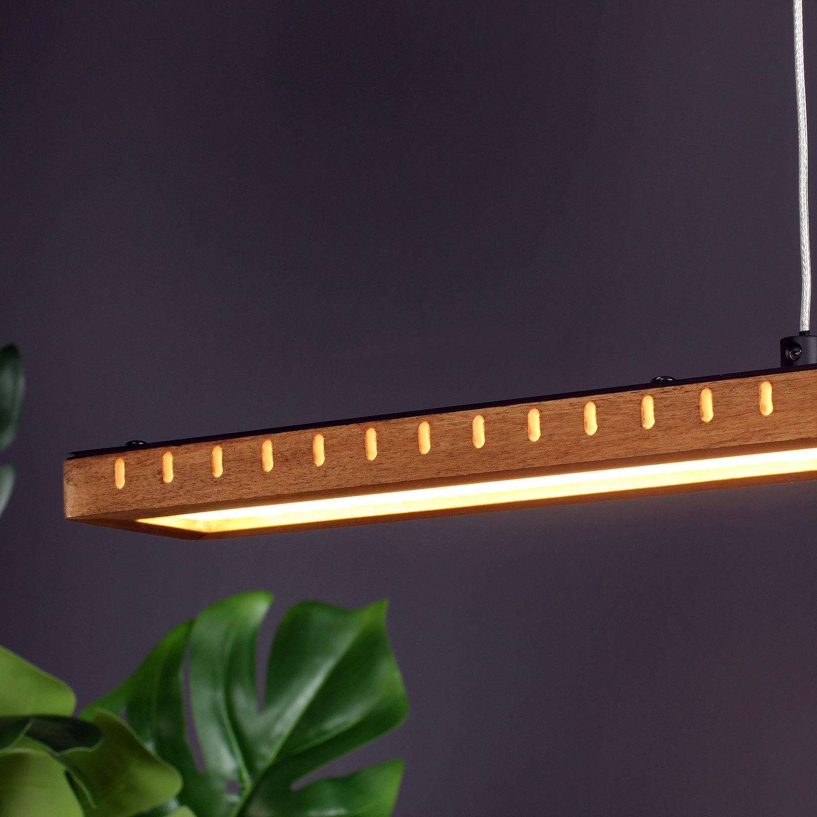 Lámpara colgante LED Solaris Dime LED madera 70 cm