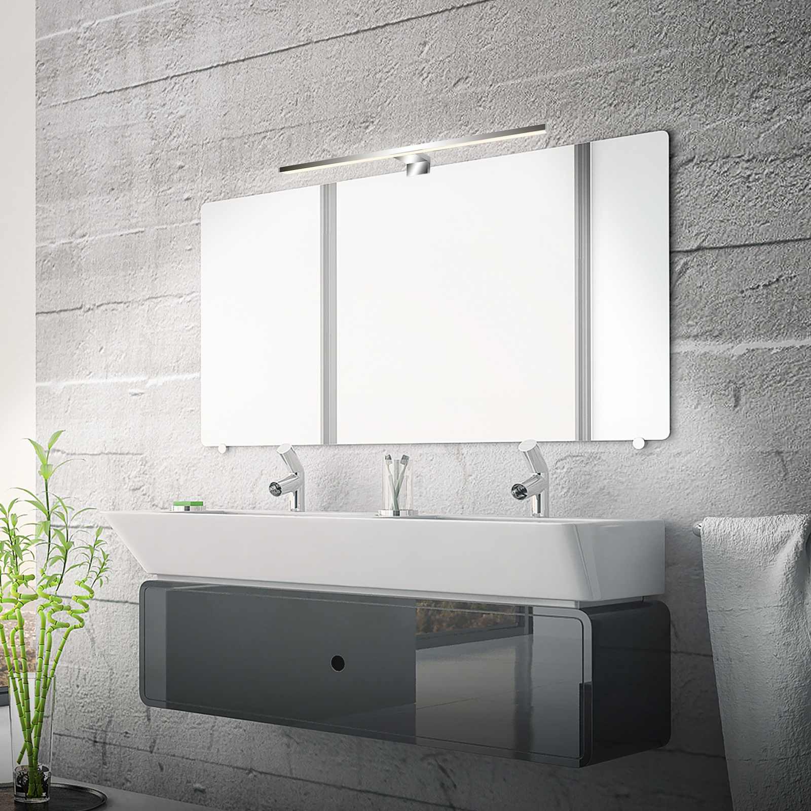 LED spoguļlampa Dun 2 in 1, hroms, IP44, garums 50 cm