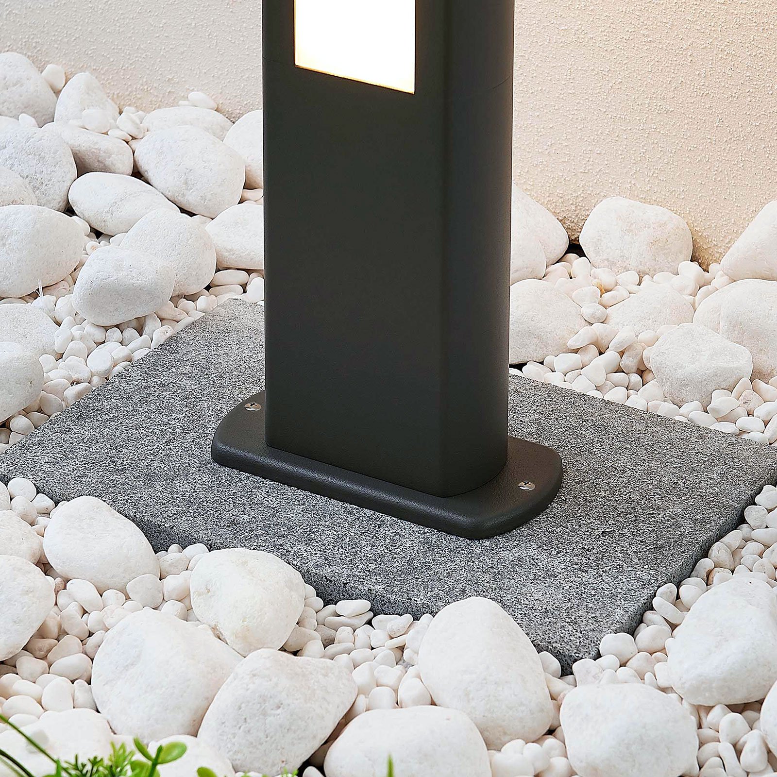 Potelet LED Mhairi, carré, gris foncé, 50 cm