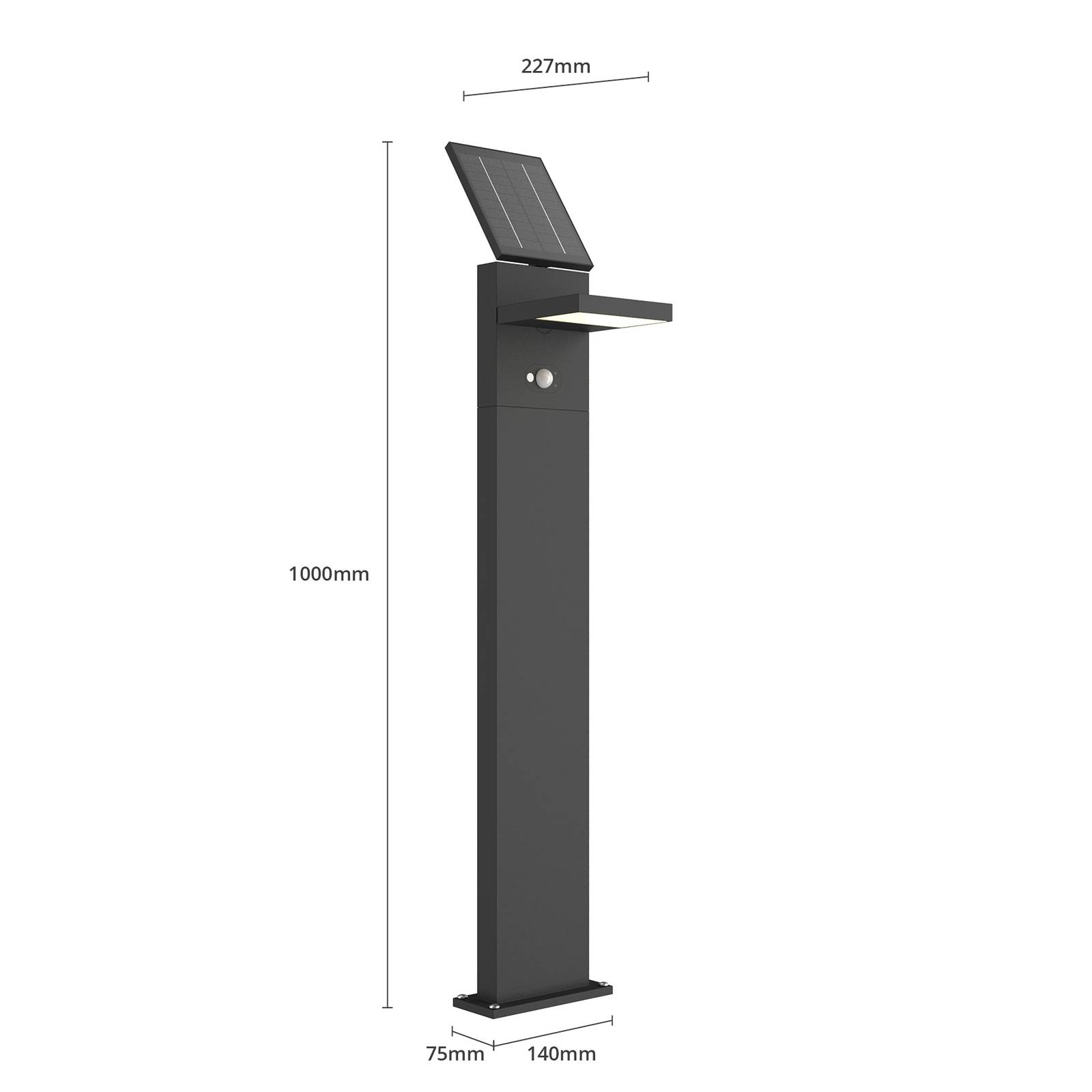 Solarny słupek oświetleniowy LED Silvan, 100 cm