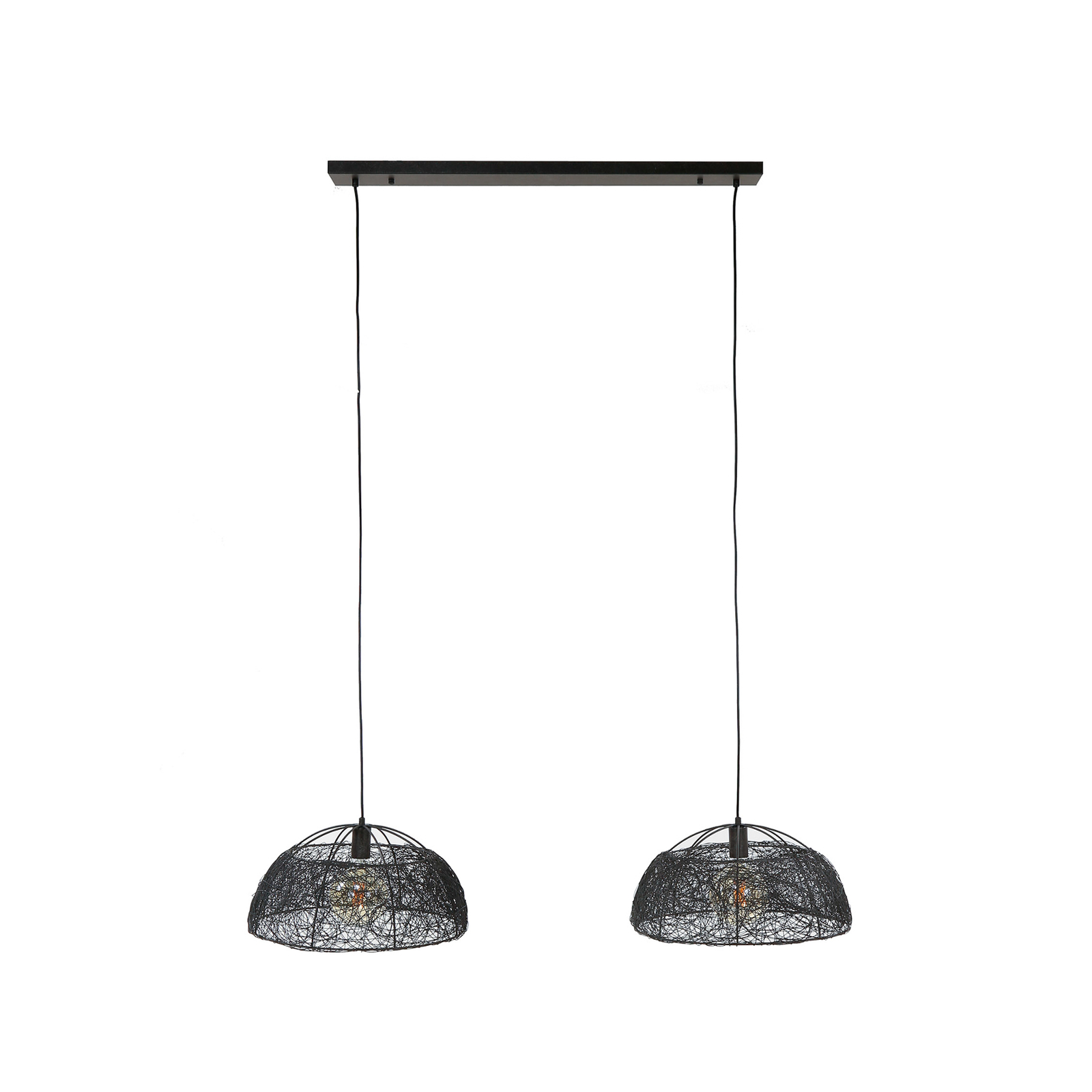 Verbazingwekkende hanglamp, 2-lamps, zwart, metalen gaas