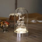 LED-Dekoleuchte Isla, chrom/klar, Rentier, Höhe 20 cm