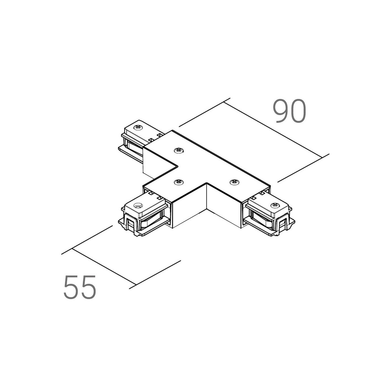 Ivela T-connector SQUARE 48 V, white, protective earth on left