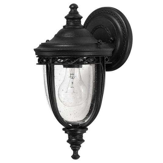 English Bridle wall lantern, IP44, Ø16.5cm, black - Elstead