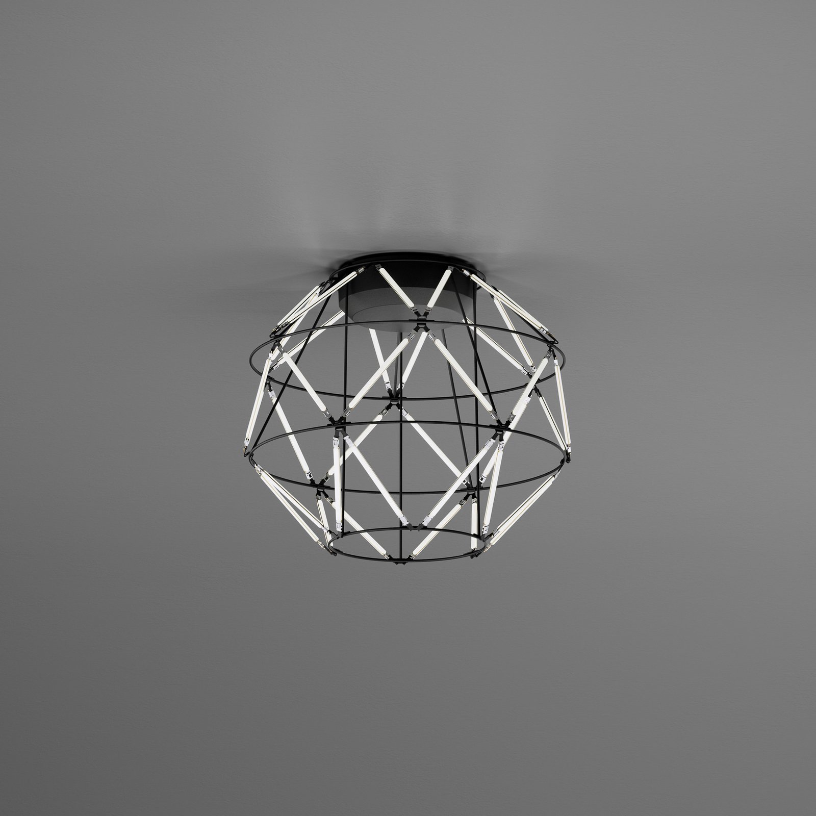 Plafonnier LED Euclide, noir, métal, largeur 35 cm