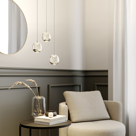 Lampa wisząca LED Hayley szklana kula 3-pkt. chrom