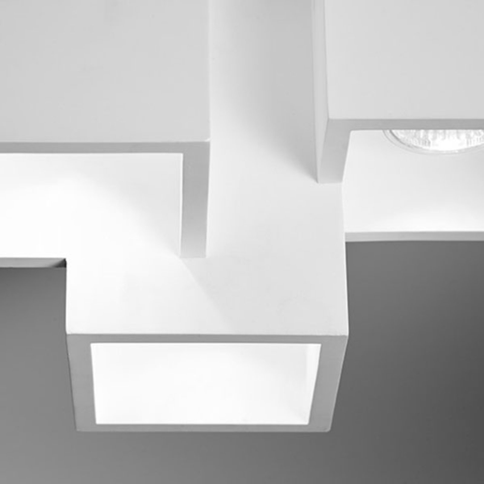Heraea ceiling light with three plaster cuboids
