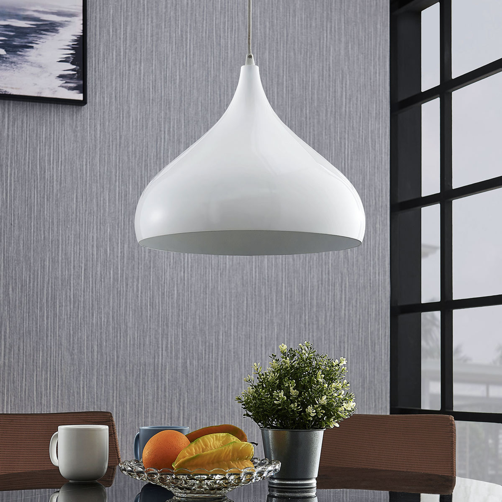 Aluminio- lámpara colgante Ritana, blanco