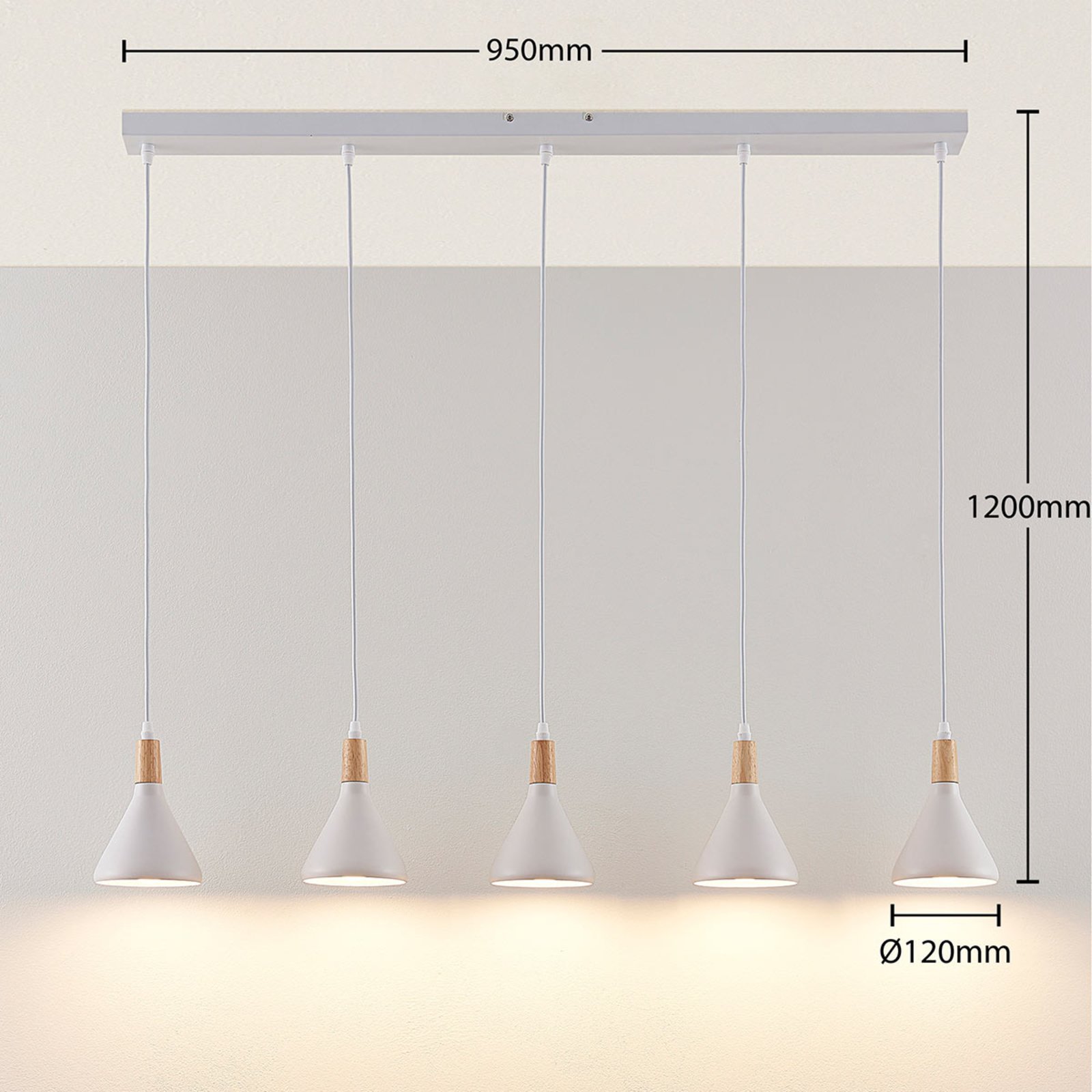 Arina Candeeiro Suspenso White/Wood - Lindby