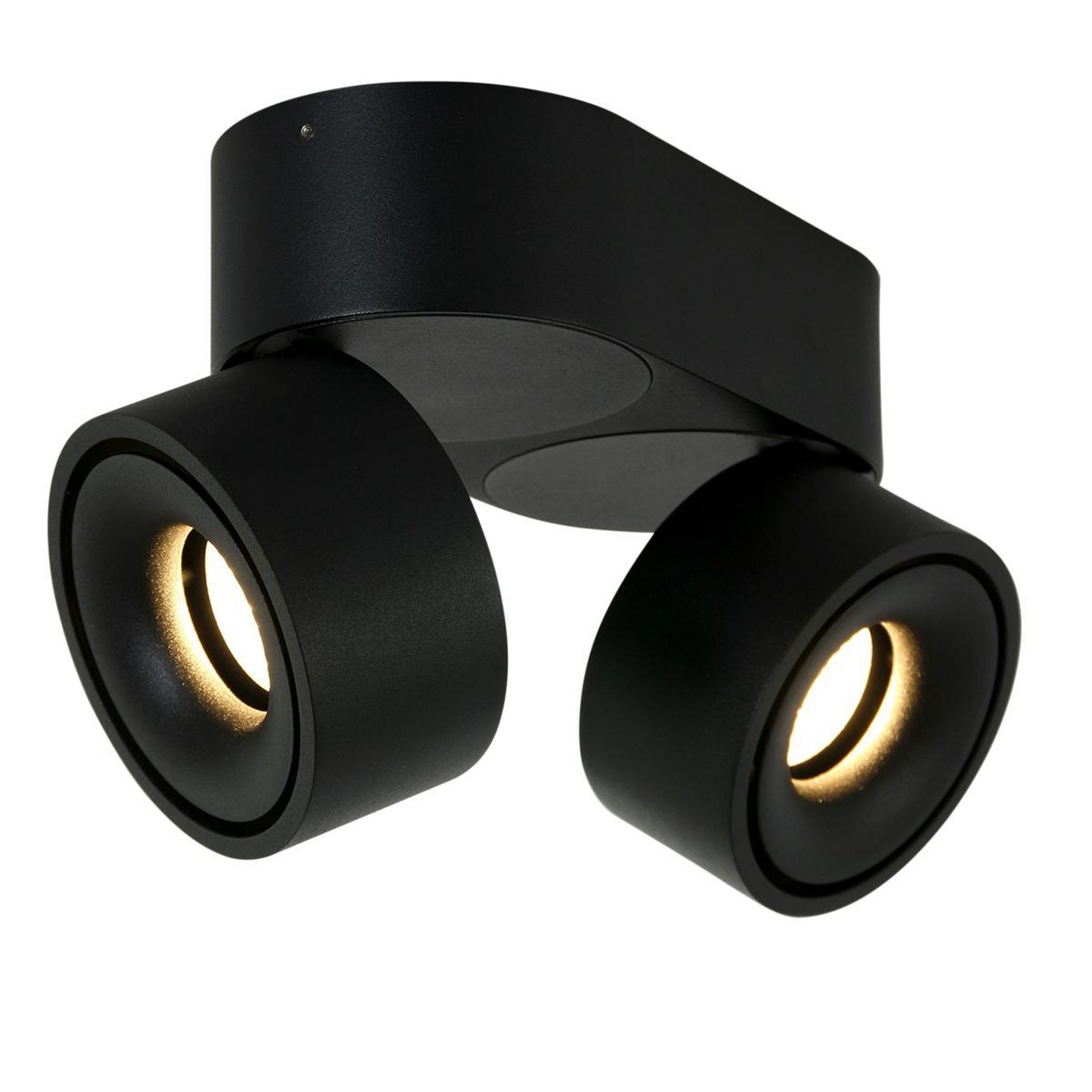 LED ceiling spotlight Fez, black, 2-bulb, metal, swivelling