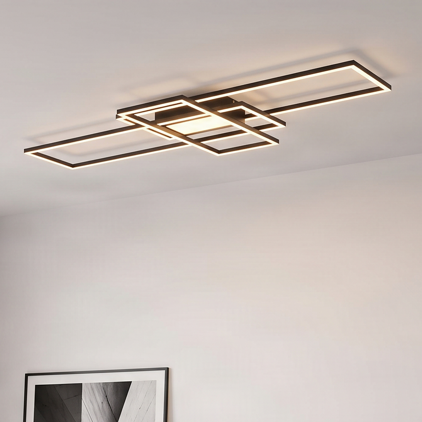 Lampa sufitowa LED Lindby Ismera 3 ramki, antracytowa