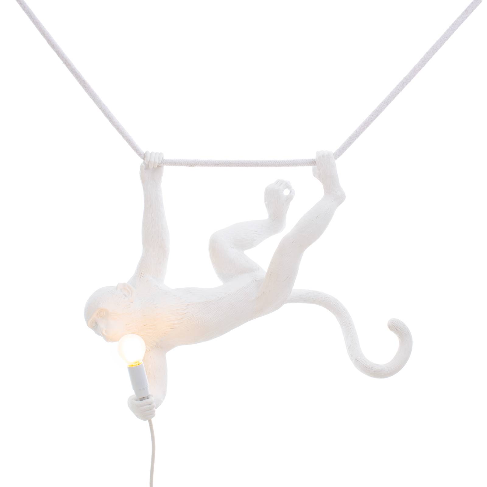 SELETTI LED-dekorerad hänglampa Monkey Lamp vit svängande