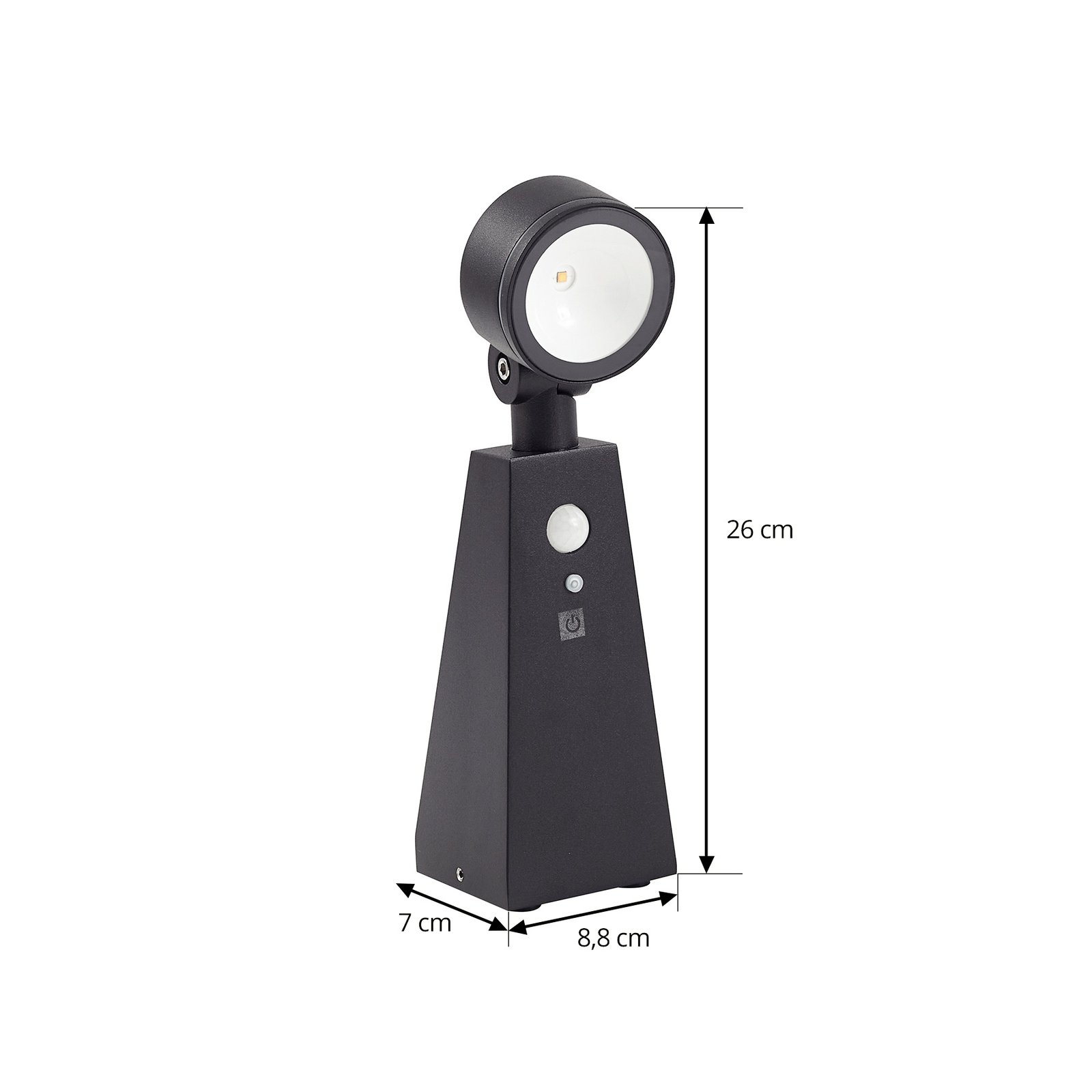 Lindby spot LED solaire Raide, noir, aluminium, capteur