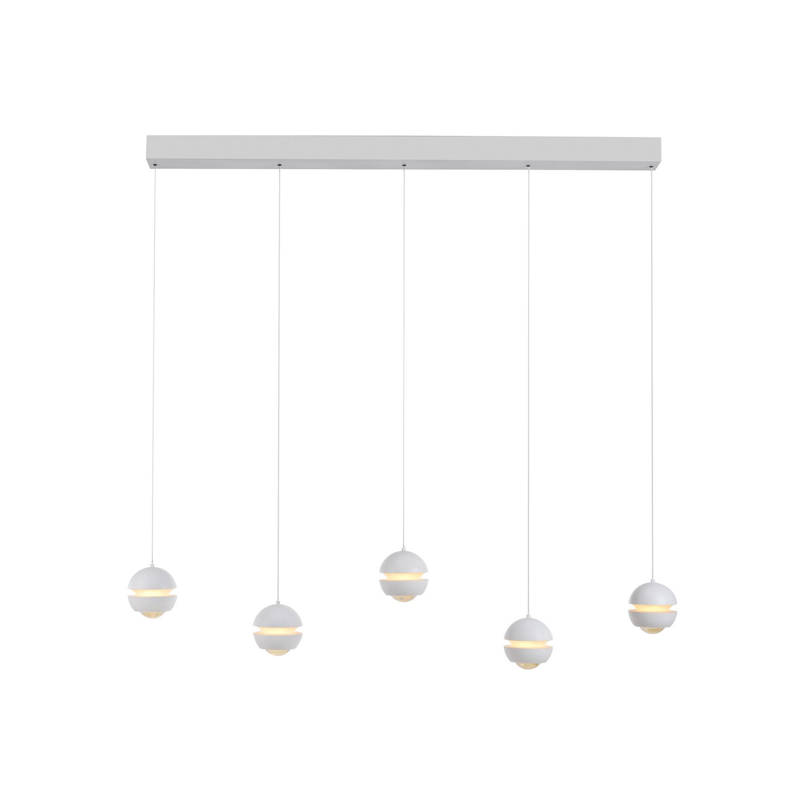 SCHÖNER WOHNEN LED hanglamp Lini wit, 5-lamps, 3.000 K SCHÖNER WOHNEN LED hanglamp Lini wit, 5-lamps, 3.000 K