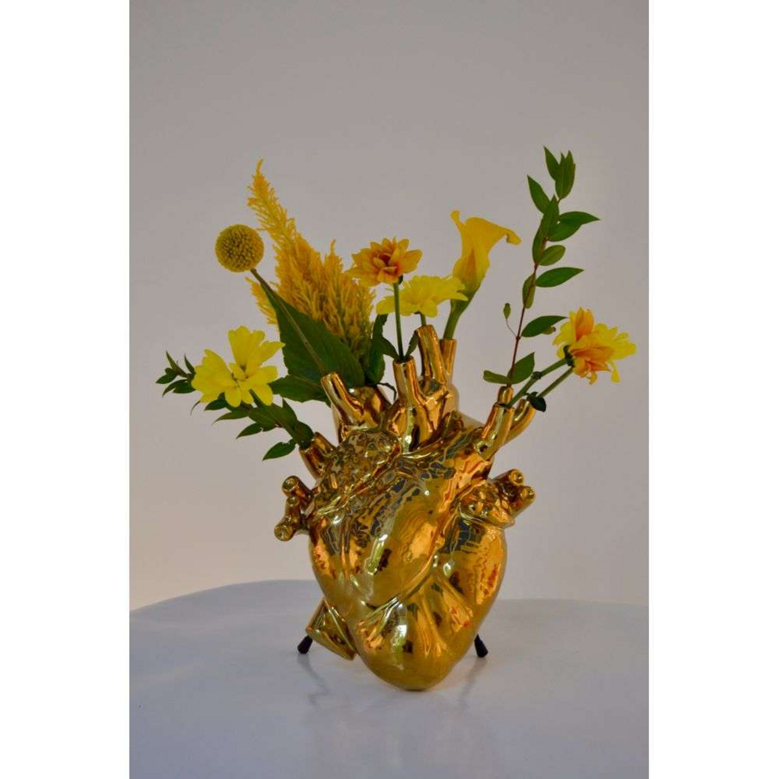 Love In Bloom Gold Porcelain Heart Vase - Seletti